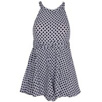 Đồ bơi một mảnh váy yếm họa tiết trắng đen Coral - OD009