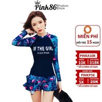 Đồ bơi nữ áo dài tay phối chân váy có quần short BK-356i - Hàng mới về