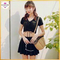 Đồ bơi nữ áo rút dây sành điệu váy xoè kín đáo HM-004