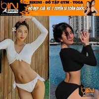 Đồ bơi nữ, bikini 2 mảnh quần chip áo dài tay crop Bin Sports BHV150