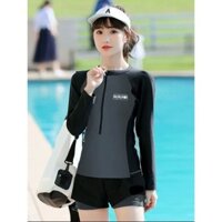 Đồ bơi nữ bikini đi biển 2 mảnh quần đùi 2 lớp áo TAY DÀI kín đáo thể thao năng động MS578 (SIZE M-L-XL)