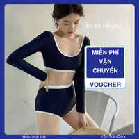 Đồ Bơi Nữ Bikini Kín Đáo 2 Mảnh Màu Đen Quần Lưng Cao Che Bụng Sexy-Đi Bơi Đi Biển Siêu Tôn Dáng