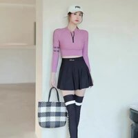 Đồ bơi nữ chân váy kín đáo tay dài chống nắng, Bikini nữ hai mảnh đi biển dáng thể thao BD0004