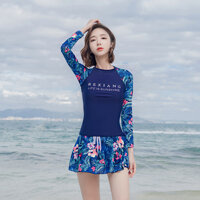 Đồ bơi nữ dài tay, chân váy may liền quần sooc đùi kín đáo, size từ 43 đến 68kg, chất thun bơi cao cấp dày đẹp  KT025 - Xanh tím than - 2XL