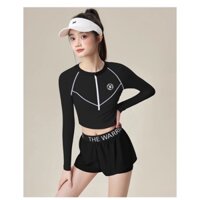 Đồ bơi nữ dài tay Hàn Quốc croptop short váy