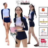 Đồ bơi nữ đi biển 2 mảnh tay dài kín đáo DILYS BK, Bikini mẫu mới nhất 2023 phong cách hàn quốc