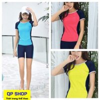 Đồ bơi nữ kín đáo cho học sinh 2 mảnh tay ngắn quần đùi nâng ngực tôn dáng quyến rủ gợi cảm DBN007 ་