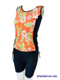 Đồ bơi nữ rời short lửng sát nách cổ tim rút dây M=>3XL, 27B9847 (Bộ)