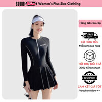 Đồ bơi nữ tay dài bigsize Sound Mind, bikini đi biển chống nắng, đồ bơi dạng váy và quần rời - BBS156