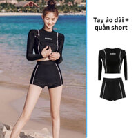 đồ bơi quần short tay áo ngắn giữ Che bụng để trông thon gọn và gợi cảm spa bãi biển đồ bơi Bộ đồ lặn