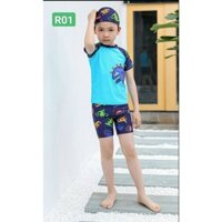 Đồ bơi rời xanh dương khủng long kèm mũ