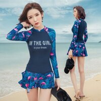 Đồ bơi tay dài váy xòe chim hạc(kèm hình thật)