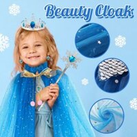 Đồ chơi áo choàng công chúa siêu cute kèm phụ kiện quyền trượng vương miện, đồ chơi nhập vai, quà tặng sinh nhật