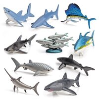 ♛Đồ chơi Aoku♛【nhà chế tạo】Mô hình cá tầm xa mini mới, cá mòi, cá mập trắng, cá kiếm, cá cờ, cá mập tơ, cá mập xanh, đồ chơi cho trẻ em.