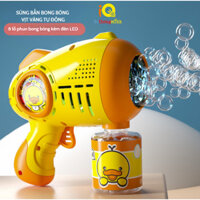 Đồ chơi bắn bong bóng xà phòng tự động loại to cao cấp có đèn Led hình vịt vàng BeThongMinh