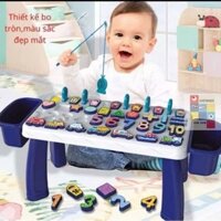 Đồ chơi bàn câu cá nam châm 5 trong 1, bàn học giáo dục có ngăn cho bé