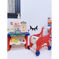Đồ chơi bán hàng siêu thị kèm xe đẩy 40 chi tiết cho bé-quầy bán kem mini