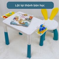 Đồ chơi Bàn xếp hình đa năng 110 chi tiết bao gồm bàn 2 mặt, ghế