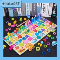 Đồ chơi bảng chữ cái thông minh S-kids, bộ trò chơi câu cá và ghép số học bằng gỗ cho bé - đầy màu sắc 5 trong 1 Trò câu cá giáo dục Lithium067