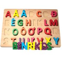 Đồ Chơi Bảng Chữ Cái Tiếng Việt Nổi In Hoa Bằng Gỗ Benrikids