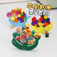 đồ chơi bằng gỗ lớn cá heo trăng con lật đật chùm cân bằng trò chơi Lego cọc khả năng đống tháp Trẻ em Đồ chơi bằng gỗ