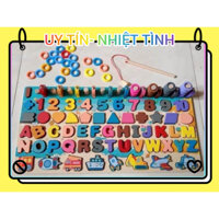 Đồ chơi bảng số và chữ cái thông minh, bộ đồ chơi câu cá và ghép số học bằng gỗ