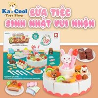 Đồ chơi bánh kem bữa tiệc sinh nhật 85 chi tiết có đèn, nhạc, hiệu ứng thổi nến chúc mừng sinh nhật cực nhạy