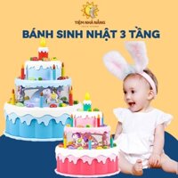 Đồ chơi bánh kem sinh nhật 3 tầng hiệu ứng đèn, nhạc vui nhộn cho bé trai bé gái - Tiệm Nhà Nắng