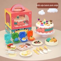 Đồ chơi bánh sinh nhật đất nặn 3 tầng có hộp đầy đủ phụ kiện cho bé - Tiệm Nhà Nắng