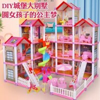Đồ chơi Barbie cho trẻ em, quà sinh nhật công chúa, biệt thự lâu đài, nhà búp bê cho bé gái 3 tuổi, lắp ráp giáo dục 6