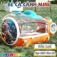 Đồ Chơi Bể Cá Cảnh Mini Để Bàn Mô Phỏng Thủy Cung Có Đèn Led Và Máy Tạo Oxy - Đồ Chơi Thông Minh Dành Cho Bé