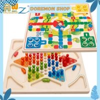 Đồ Chơi Bộ Bàn Cờ Ludo Bằng Gỗ 2 Trong 1 Chống Rơi Chống Mài Mòn Giải Trí Cho Bé