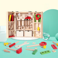 ĐỒ CHƠI BỘ DỤNG CỤ CƠ KHÍ BẰNG GỖ - HỘP KỸ THUẬT BẰNG GỖ - Đồ Chơi Dành Cho Bé Trai từ 3 tuổi