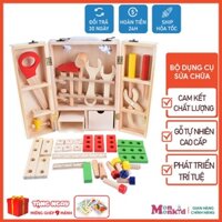 Đồ chơi Bộ Dụng Cụ Kỹ Thuật Sửa Chữa MONMONKID bằng gỗ, Đồ chơi thông minh cho bé trai, gái 3 4 5 6 7 8 tuổi