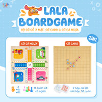 Đồ chơi boardgame 2in1 cờ gỗ caro kèm cờ cá ngựa hỗ trợ phát triển tư duy logic cho bé Lalala baby