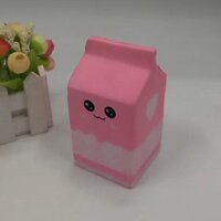 đồ chơi bóp xả stress squishy hộp sữa màu hồng
