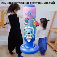 Đồ chơi boxing trẻ em , bao đấm bốc cá heo xanh tím cao 120mm có kèm bơm hơi.