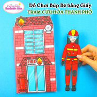 Đồ Chơi Búp Bê Bằng Giấy chủ đề Trạm Cứu Hỏa Thành Phố - DIY Tự Làm cùng Con - 1 Bộ Búp Bê Bóc Dán Giúp Bé Tự Chơi