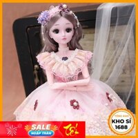 Đồ chơi búp bê barbie có khớp có nhạc quà sinh nhật cho bé công chúa váy hồng 60cm E930