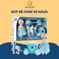 Đồ chơi búp bê công chúa 3D Chibi kèm xe ngựa trắng, búp bê mắt đá, đồ chơi bé gái - Tiệm Nhà Nắng