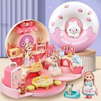 Đồ chơi búp bê đồ chơi thỏ bông trong hộp bánh có quai đeo cho bé gái 2 3 4 5 tuổi, đồ chơi bé gái, quà tặng sinh nhật