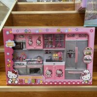 Đồ chơi búp bê Frozen, hiệu ứng âm thanh nhà bếp, đèn nấu ăn, đồ dùng nhà bếp Hello Kitty