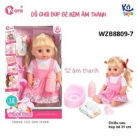 Đồ Chơi Búp Bê VDORA Kèm Bình Sữa, Giấy Ăn, Ti Giả và Bô, Nói 12 Âm Thanh Cho Bé Gái từ 3 Tuổi