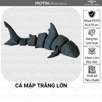 Đồ Chơi Cá Mập Trắng Lớn Mô Hình In 3D Có Khớp Nối Linh Hoạt An Toàn Cho Bé - Motin Official
