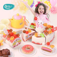 Đồ Chơi Cắt Bánh Sinh Nhật loại 85pcs, Nhựa ABS an toàn, Có hiệu ứng đèn, Nhạc cho bé