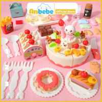 Đồ chơi cắt bánh sinh nhật ANBEBE loại lớn 85 chi tiết kèm nhạc và đèn ( có ảnh thật )