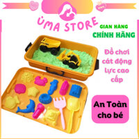 Đồ chơi cát động lực cao cấp không dính tay cho bé kèm hộp đựng, bộ khuôn lâu đài cát, sinh vật biển và xe công trình