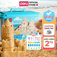 Đồ Chơi Cát Động Lực Kèm Khuôn 2Kg Cát và Bàn Chơi Cát Deli - Cát động lực cho bé An Toàn, Mịn Không Dính Tay Không Phai