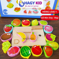 Đồ Chơi Cắt Hoa Quả Rau Củ Nam Châm Bằng Gỗ Cao Cấp Hagykid Bộ Cắt Ghép Hoa Quả Giúp bé vui chơi rèn luyện đôi tay