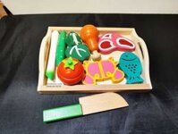 Đồ chơi cắt thực phẩm bằng gỗ, đồ chơi nấu ăn cho bé nhập vai